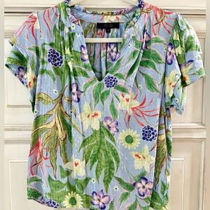 RACHEL Rachel Roy Blue Floral Blouse Sz M preowned